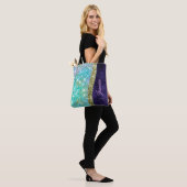 Tote Bag Chic irisé violet bleu faux parties scintillant mo (Sur le modèle)