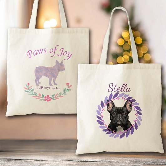 Tote Bag Chic Lavender French Bulldog | Custom Christmas