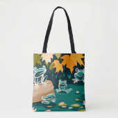 Tote Bag Chic ligne de boeuf art grenouilles vectorielles a (Devant)