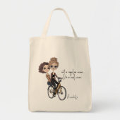 Tote Bag Chic Maman/Fille à vélo Dessin ‘Maman Cool’ (Devant)