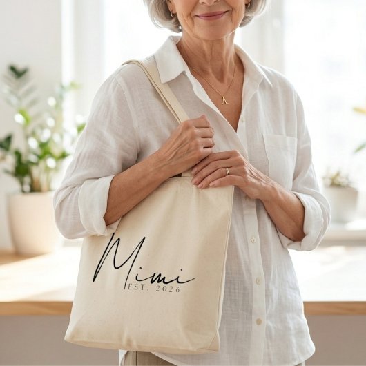 Tote Bag Chic Mimi EST Année Script Minimal Quotidien