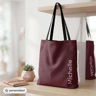 Tote Bag Chic Minimaliste Bourgogne & Rose personnalisé