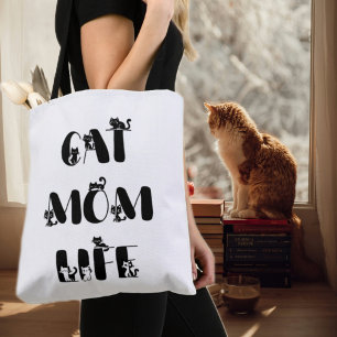 Tote Bag Chic Modern Chat Maman Vie Mère mignonne Fête des 