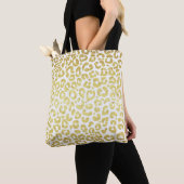 Tote Bag Chic moderne or blanc léopard Jaguar Cheetah (De près)