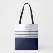 Tote Bag Chic Monogram Marine Bleu rayé (Devant)