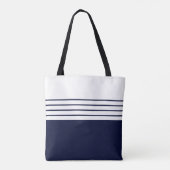 Tote Bag Chic Monogram Marine Bleu rayé (Dos)
