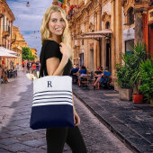 Tote Bag Chic Monogram Marine Bleu rayé