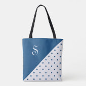 Tote Bag Chic Monogramme Bleu Polka Pot Géométrique (Dos)