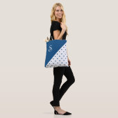 Tote Bag Chic Monogramme Bleu Polka Pot Géométrique (Sur le modèle)