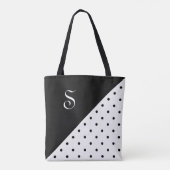 Tote Bag Chic Monogramme noir blanc Polka point géométrique (Dos)
