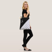 Tote Bag Chic Monogramme noir blanc Polka point géométrique (Sur le modèle)