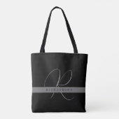 Tote Bag Chic Monogramme Nom initial Charcoal Grey Black (Dos)