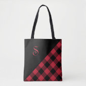 Tote Bag Chic Monogramme Rouge Buffle noir Vérifier géométr (Devant)
