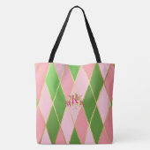 Tote Bag Chic Monogrammed rose et Jacquard vert (Dos)