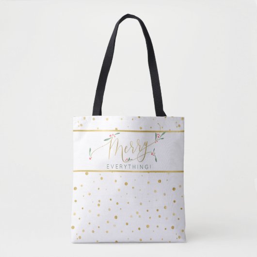 Tote Bag Chic Noël Joyeux tout or et blanc (Devant)