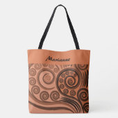 Tote Bag Chic Nommé Orange Brown Fern Curls Koru (Dos)