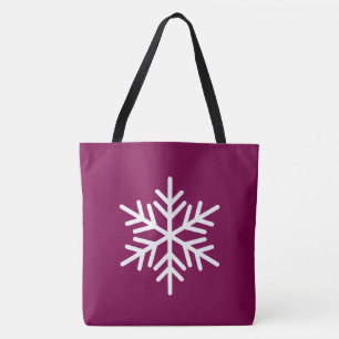 Tote Bag Chic Nordique Flocon de Neige Alpin Blanc En Vacan