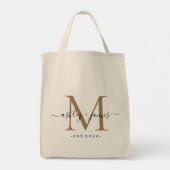Tote Bag Chic or Monogramme Noms de script Mariage Date (Dos)