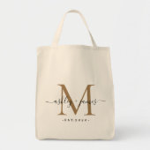 Tote Bag Chic or Monogramme Noms de script Mariage Date (Devant)