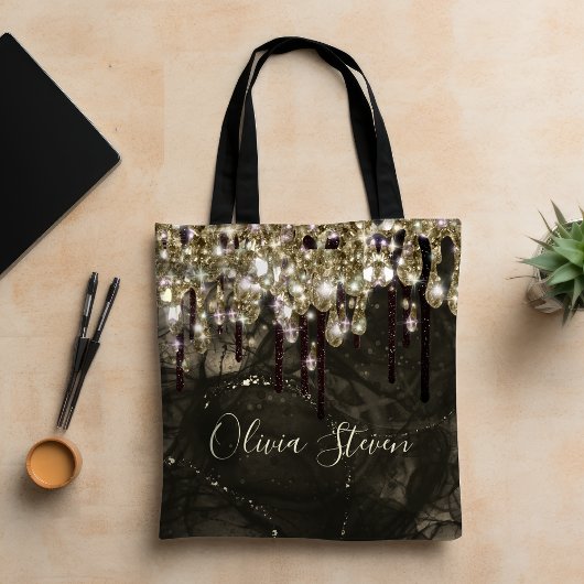 Tote Bag Chic or noir gouttes parties scintillant monogramm