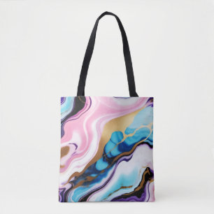 Tote Bag Chic Pastel bleu rose violet or Faux Marble