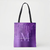 Tote Bag Chic Purple Parties scintillant de séchage brosse  (Devant)