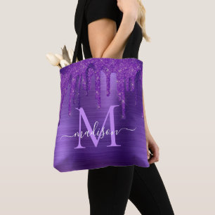 Tote Bag Chic Purple Parties scintillant de séchage brosse