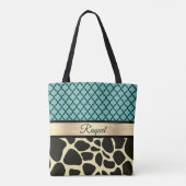 Tote Bag Chic Quatrefoil Giraffe Impression personnalisée (Dos)