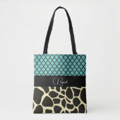 Tote Bag Chic Quatrefoil Giraffe Impression personnalisée (Devant)