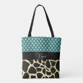 Tote Bag Chic Quatrefoil Giraffe Impression personnalisée (Dos)