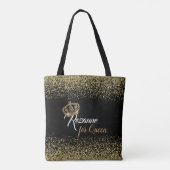 Tote Bag Chic Queen Name Crown Gold Parties scintillant (Dos)
