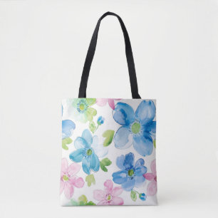 Tote Bag Chic rose bleu bleu floral