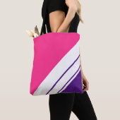 Tote Bag Chic Rose Clair Royal violet blanc rayures de cour (De près)