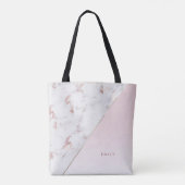 Tote Bag Chic Rose Gold Marble Blush Personnalisé (Dos)