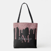 Tote Bag Chic Rose Gold Pailletés Gouttes Monogramme (Dos)