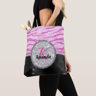 Tote Bag Chic rose noir faux parties scintillant poster de 
