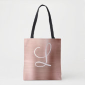 Tote Bag Chic Rose or brossé métal rose Monogramme (Devant)