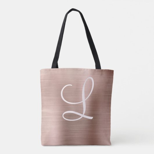 Tote Bag Chic Rose or brossé métal rose Monogramme (Dos)