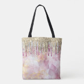 Tote Bag Chic rose or parties scintillant gouttes monogramm (Dos)