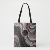 Tote Bag Chic Rose Parties scintillant or noir marbre Monog (Devant)