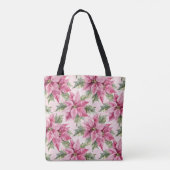 Tote Bag Chic rose Poinsettia Fleurs Noël (Dos)