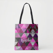 Tote Bag Chic rose violet gris géométrique (Devant)