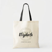 Tote Bag Chic Sage Green Monogramme Nom initial du script (Devant)