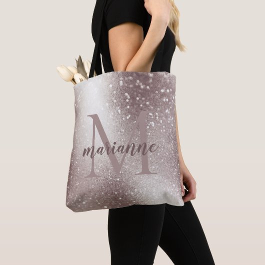 Tote Bag Chic Silver Parties scintillant Monogramme Nom per (De près)