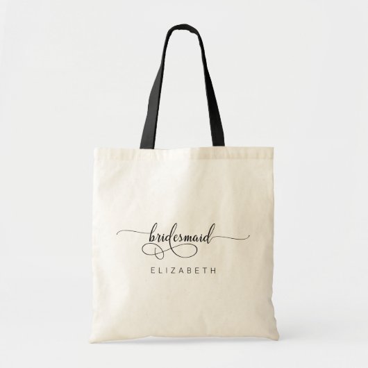 Tote Bag Chic Stylish Nom Personnalisé Bridesmaid (Devant)