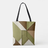 Tote Bag Chic vert abstrait beige brun (Dos)