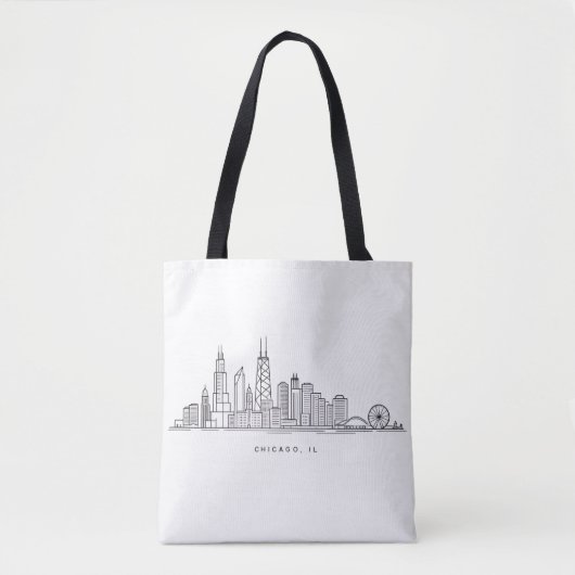 Tote Bag Chicago IL Cityscape Illustration (Devant)