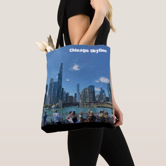 Tote Bag Chicago, Illinois Abstrait Skyline (De près)