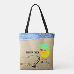 Tote Bag Chick à la plage à la retraite, personnalisable