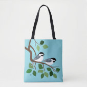 Tote Bag Chickadé noir sur la branche de l'arbre (Devant)